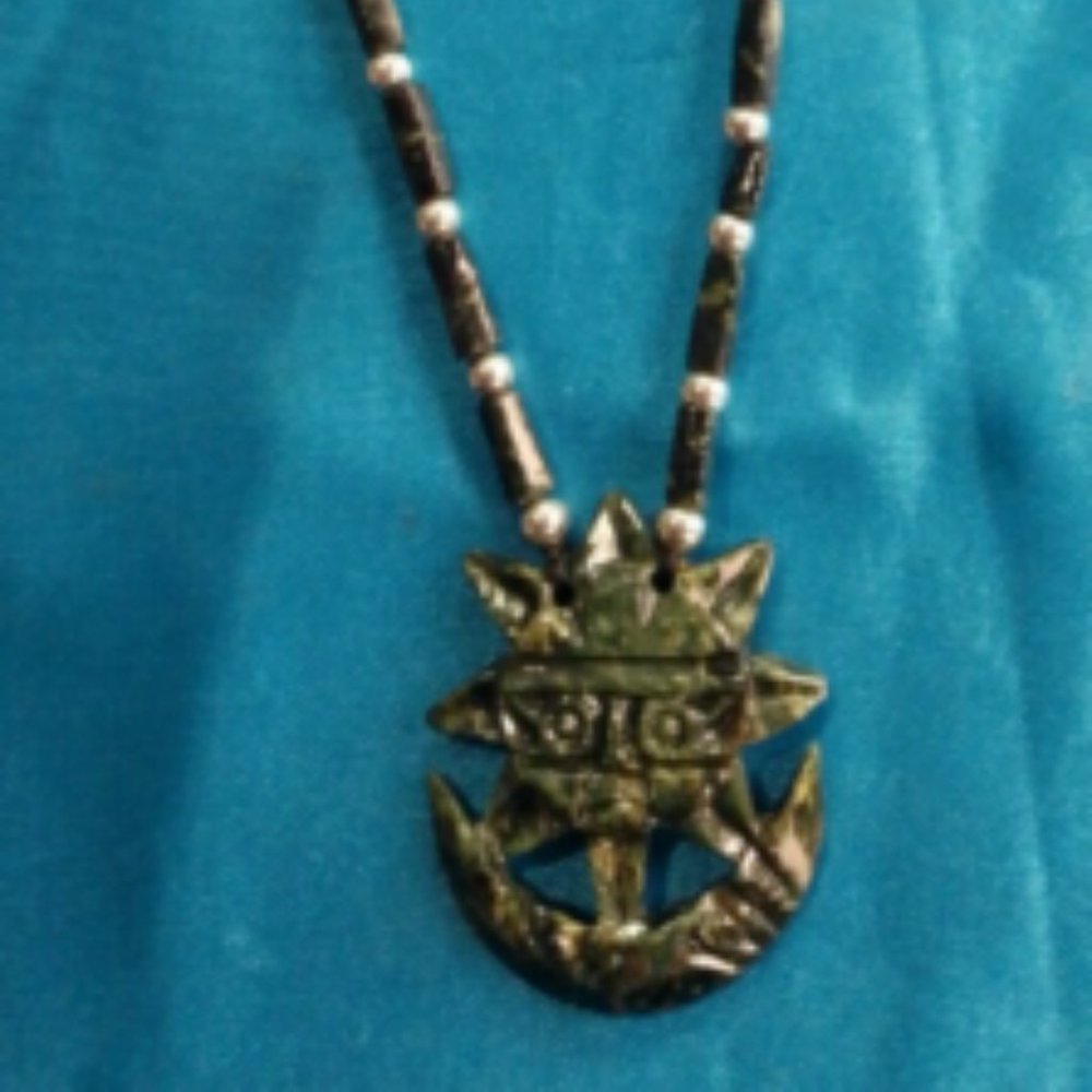 Peruvian handmade natural stone sun and moon Inca necklace